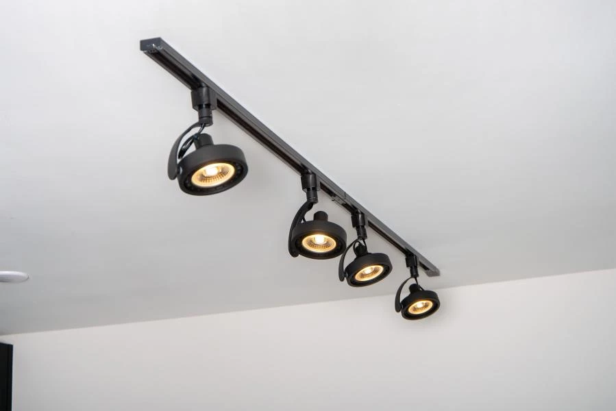 Lucide TRACK DORIAN Track spot - 1-circuit Track lighting system - 1xES111 - Black (Extension) - atmosphere 3